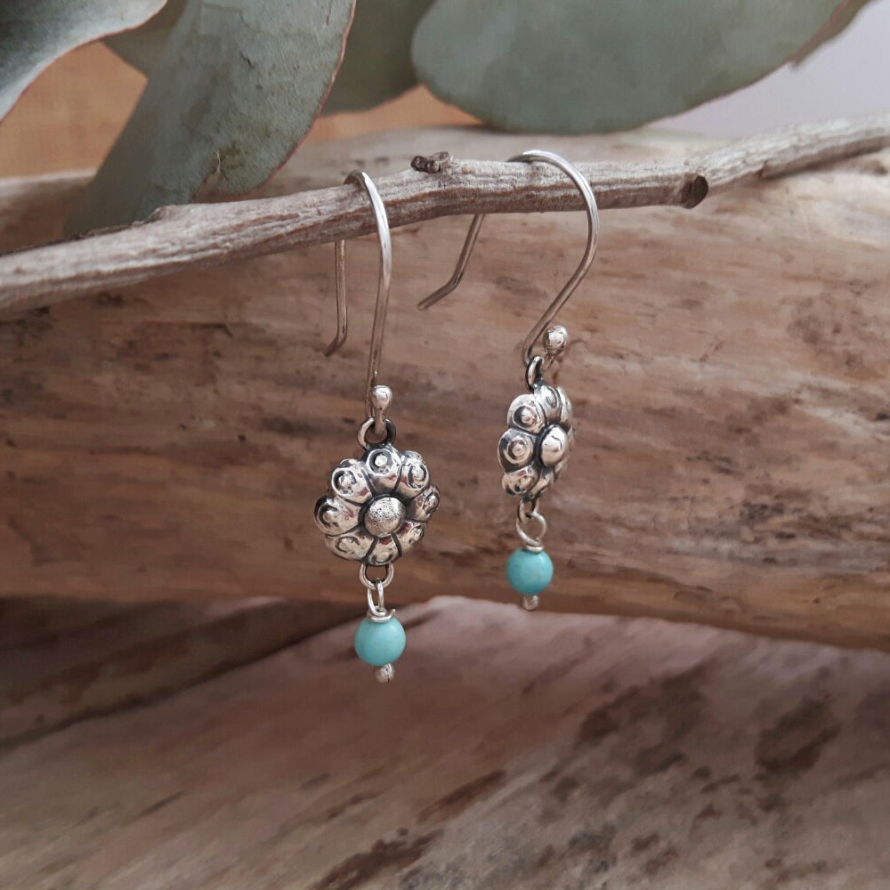 Silver turquoise hot sale dangle earrings