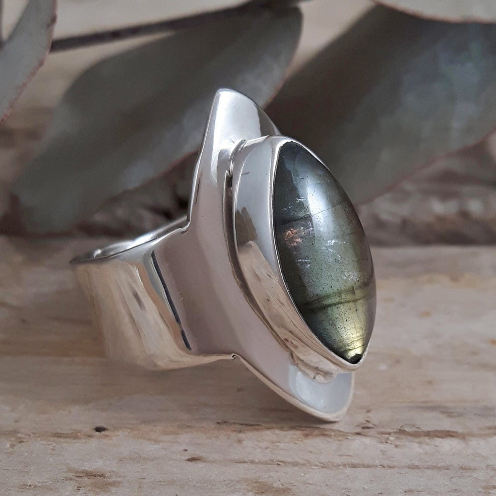 Adjustable Labradorite Ring 925 Sterling selling Silver