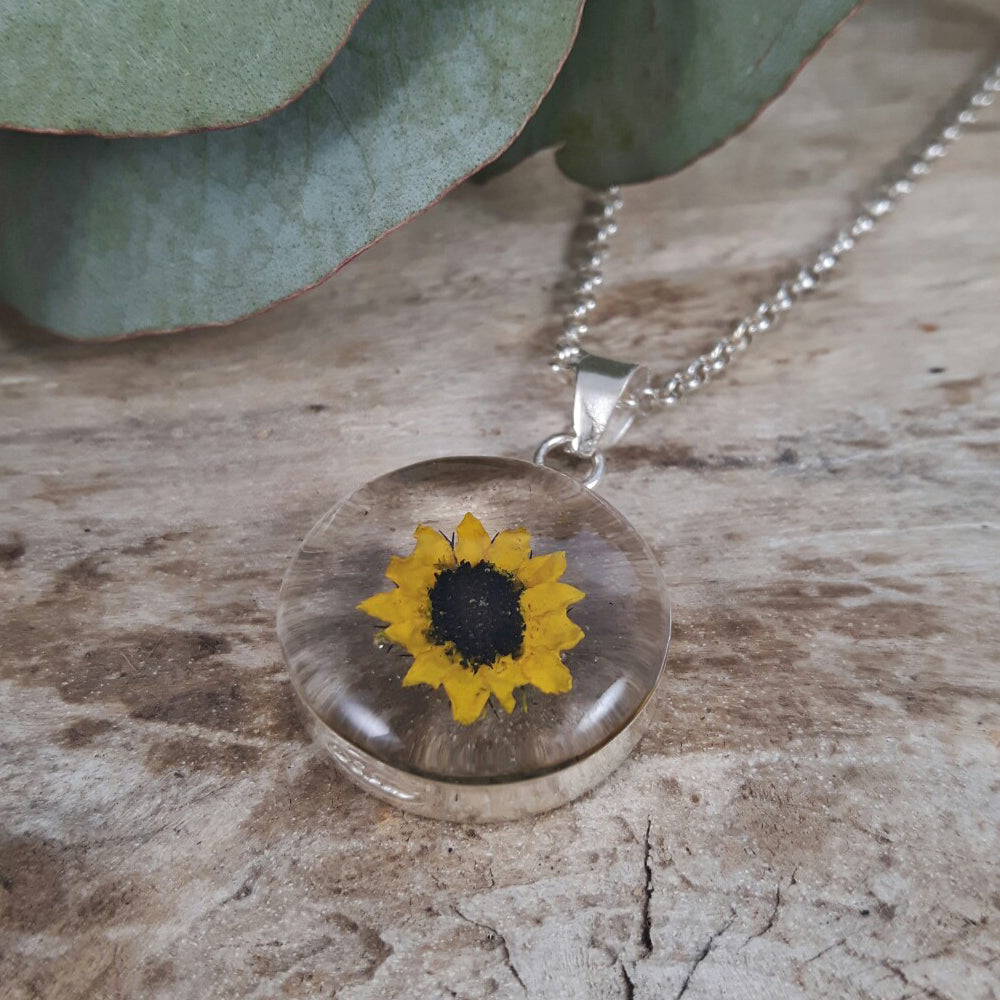 Glass on sale sunflower pendant