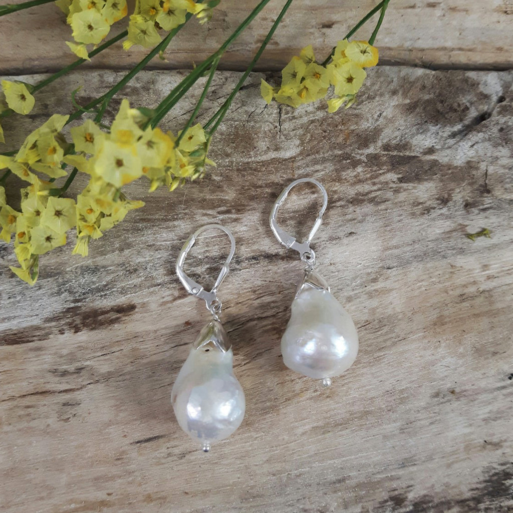 Large baroque pearl hot sale drop earrings