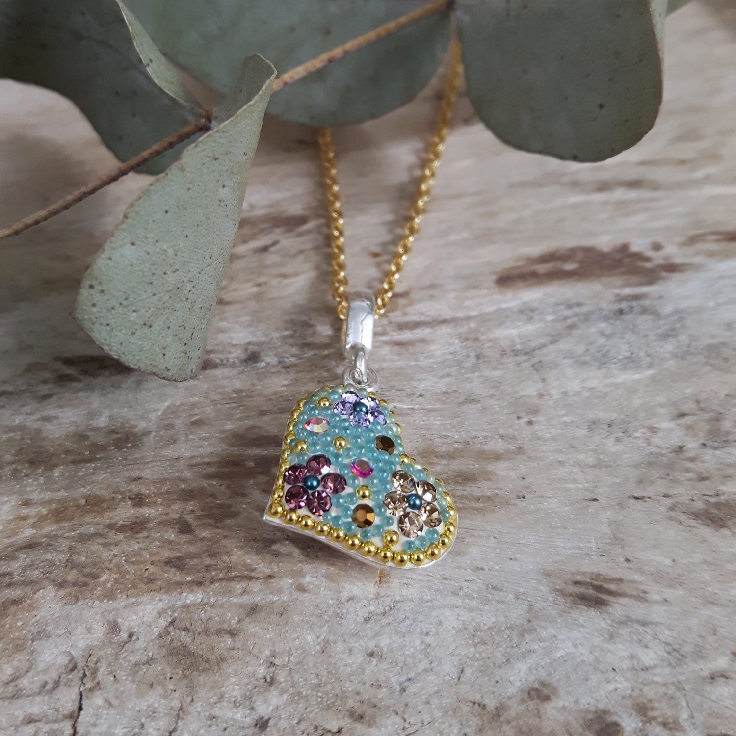 Allegra Antique Tutti Frutti Small Heart Pendant