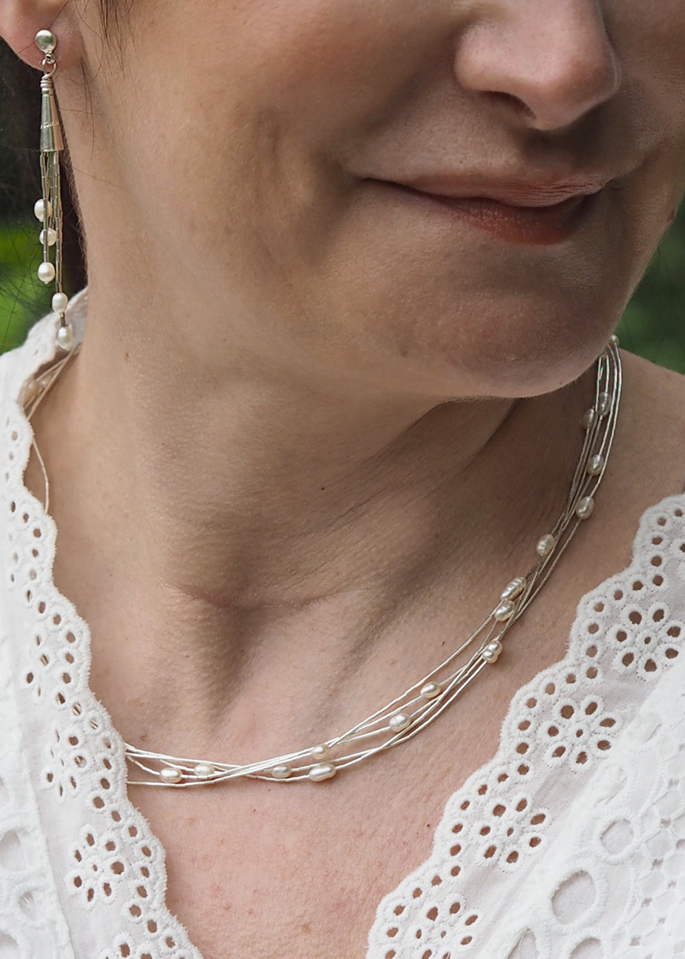 Evelyn 5 White Pearl Necklace