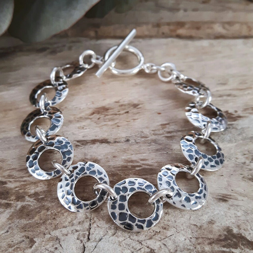 Balam Oxidised T-bar Bracelet