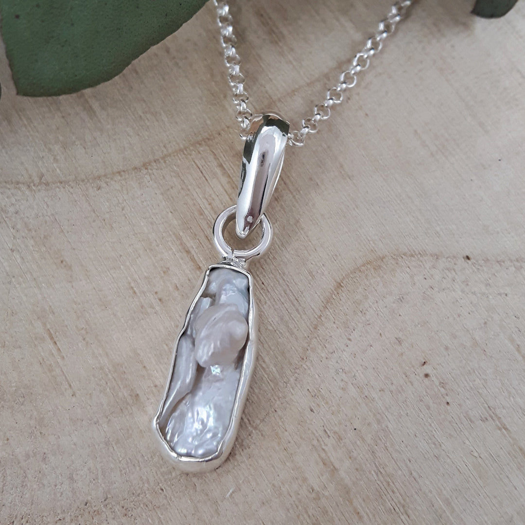 Perfectly Imperfect Luminous Biwa Pearl Pendant B