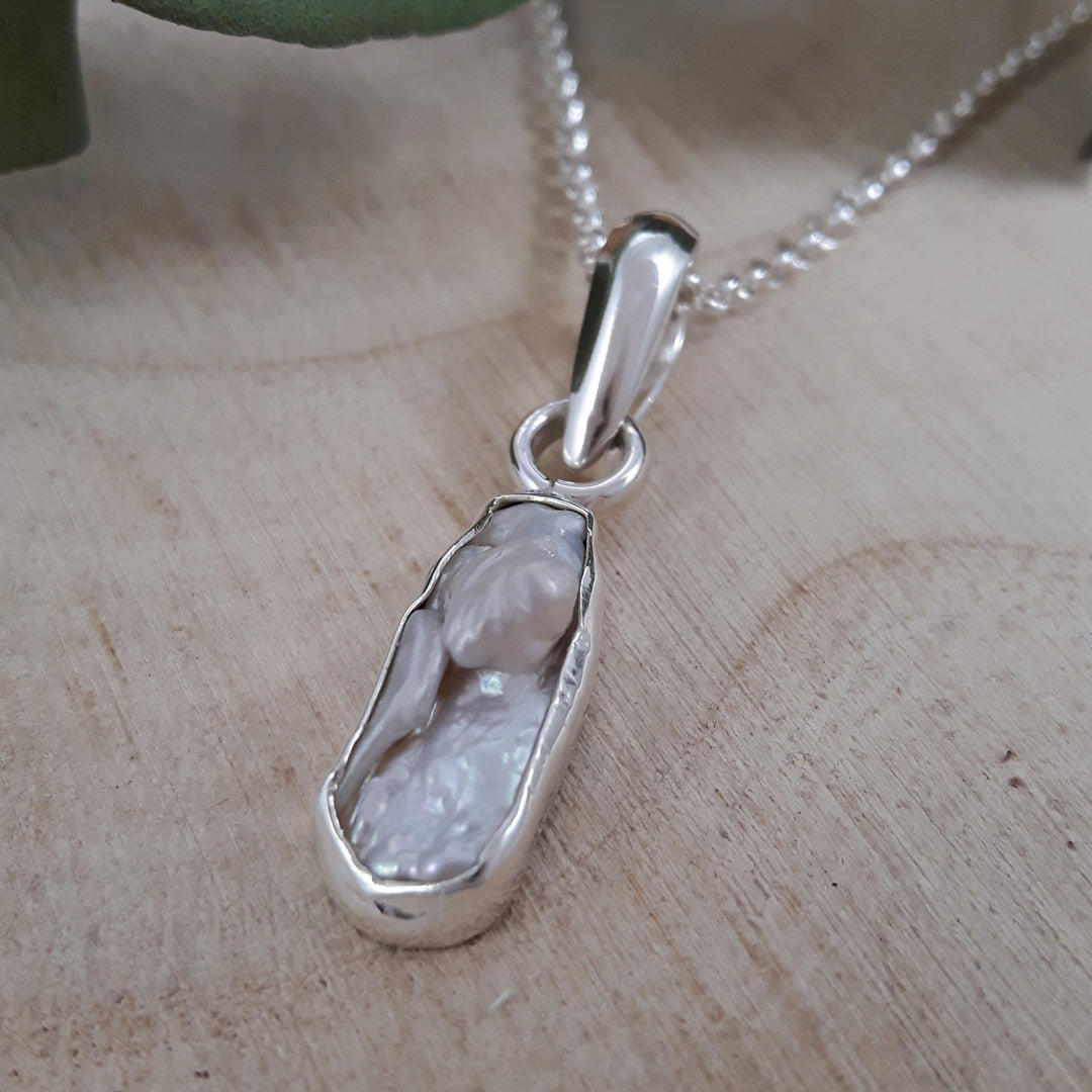 Perfectly Imperfect Luminous Biwa Pearl Pendant B