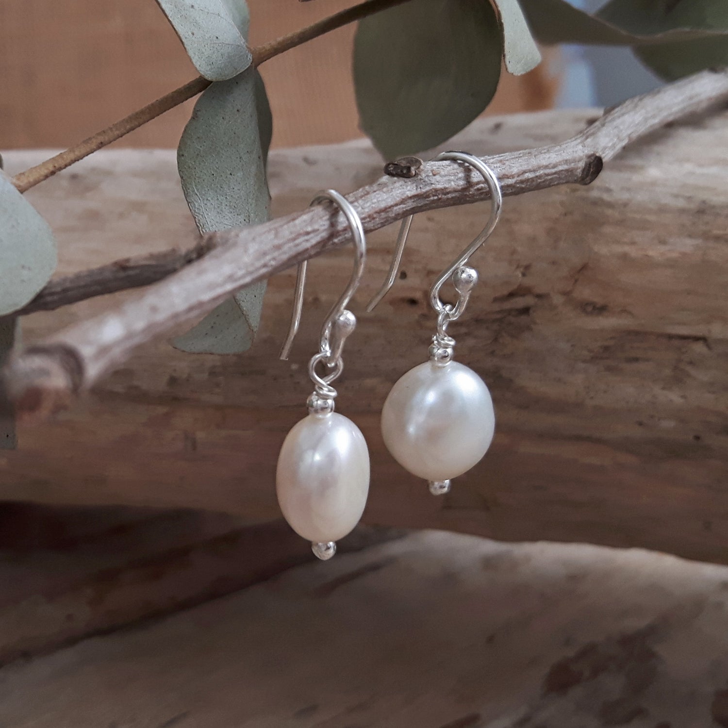 Elenita White Keishi Pearl Drop Earrings