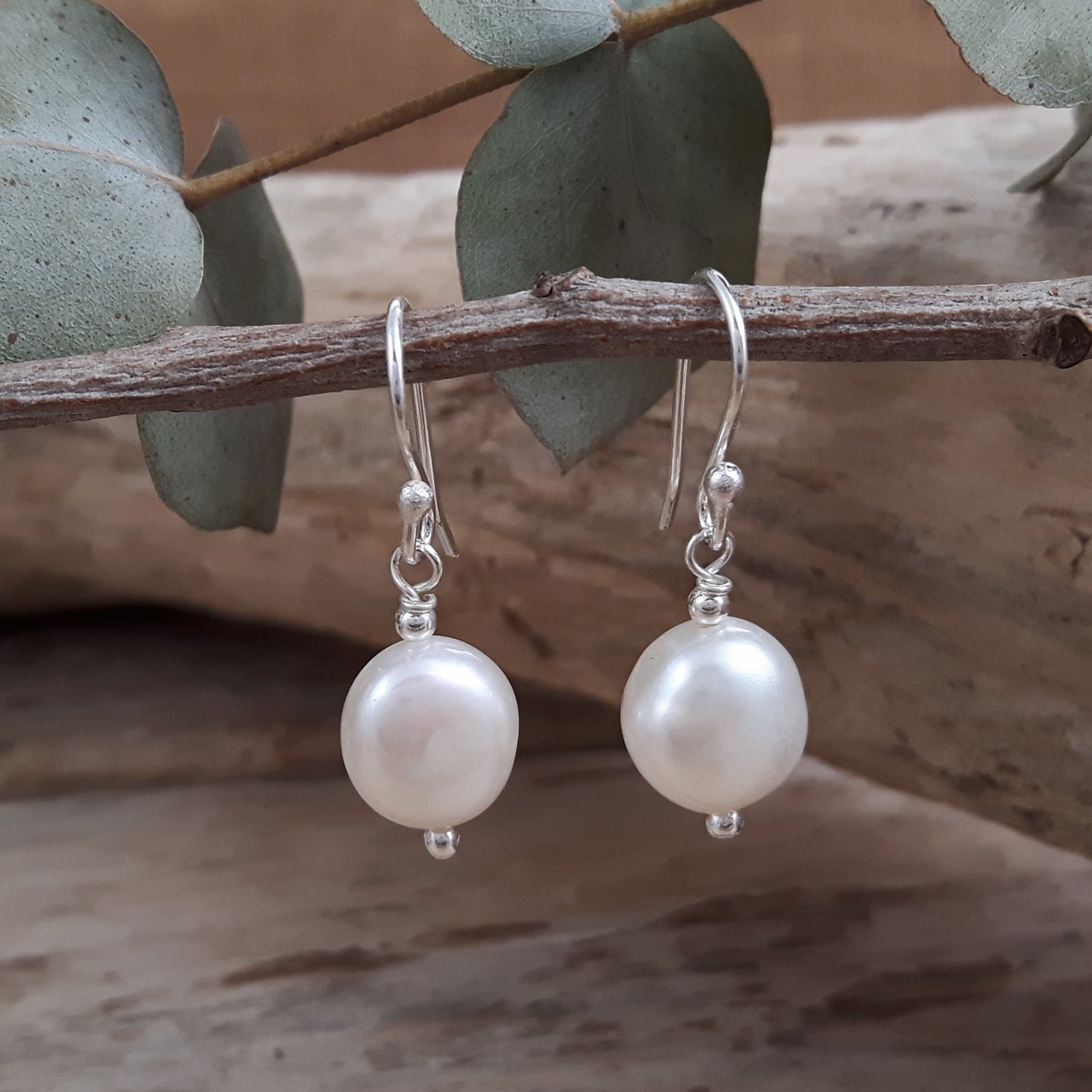 Elenita White Keishi Pearl Drop Earrings