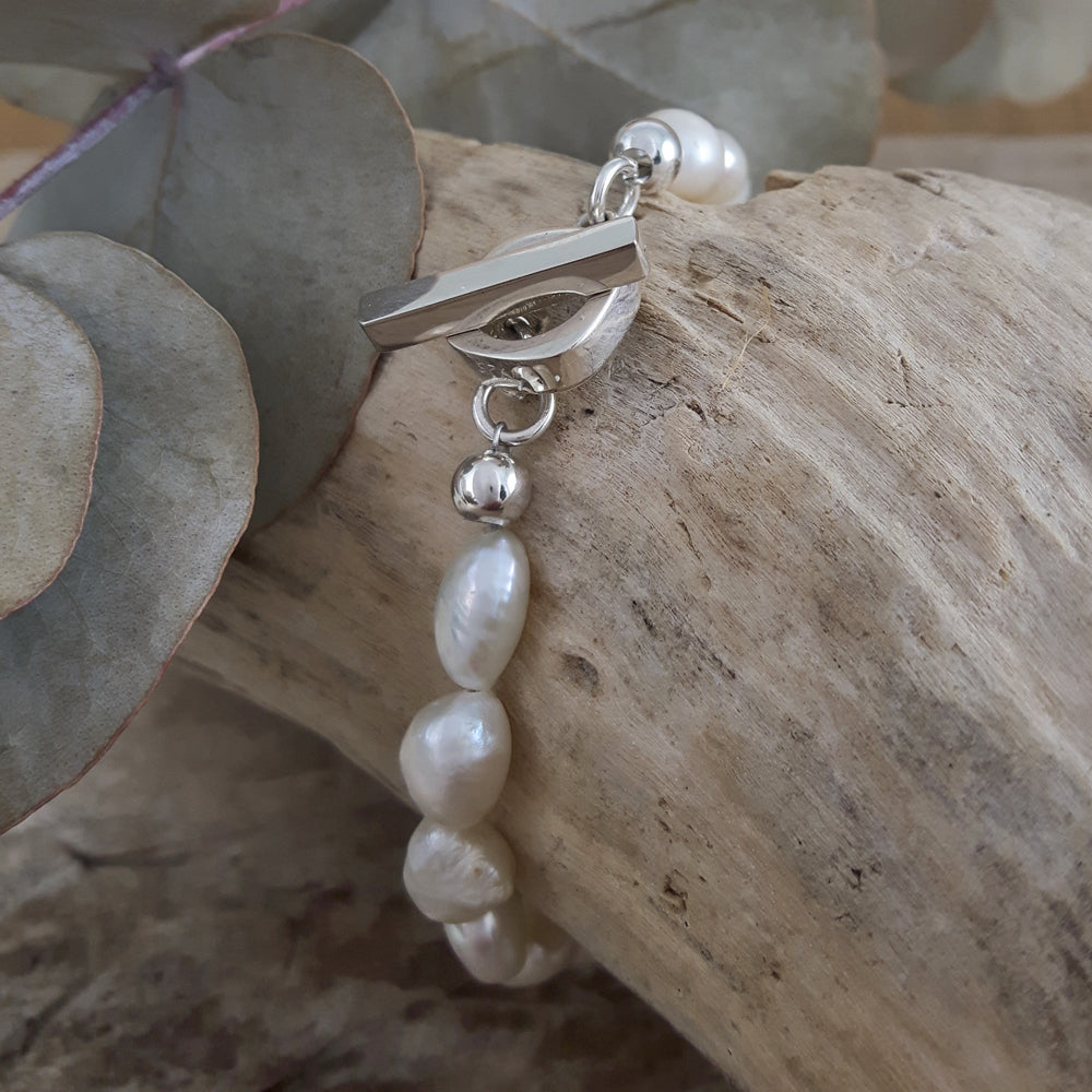 Elenita White Keishi Pearl Bracelet