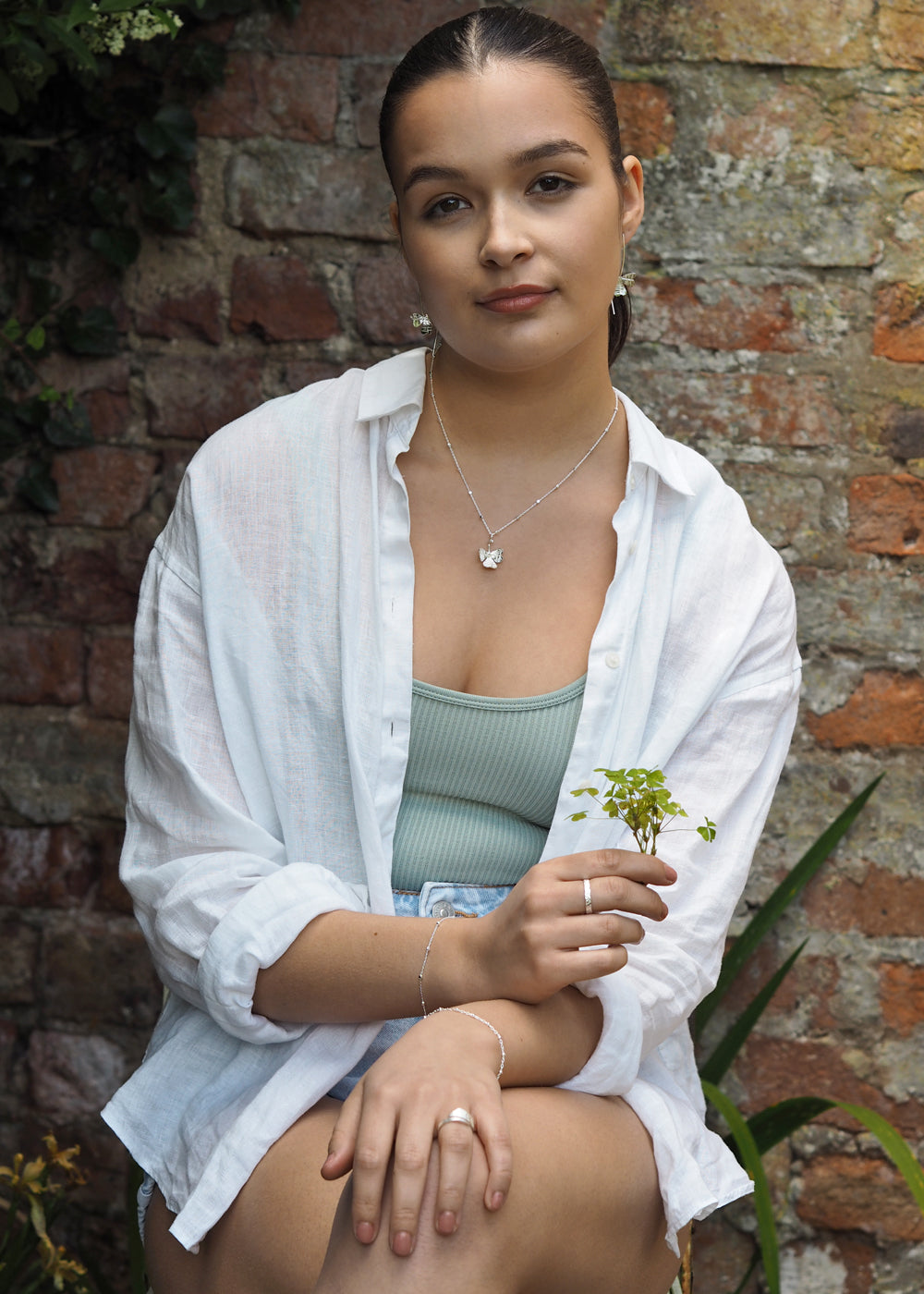 Foresta Shamrock Large Silver Drop Earrings