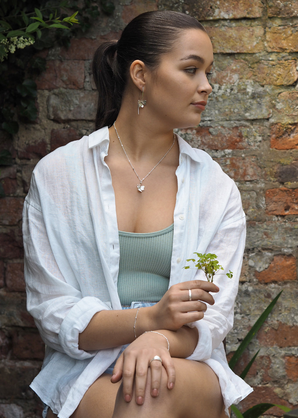 Foresta Shamrock Large Silver Drop Earrings