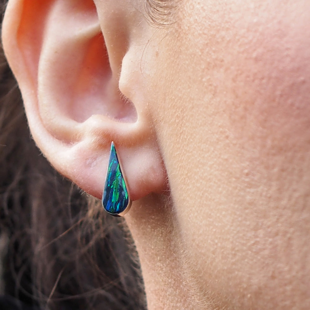 Flinder Emerald Petal Stud Earrings