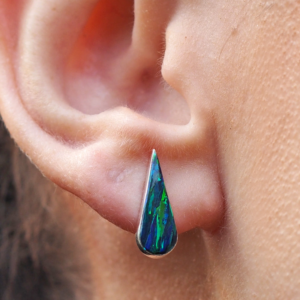 Flinder Emerald Petal Stud Earrings