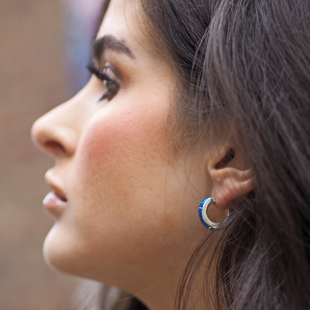 Flinder Lavinia Blue Hoop Earrings