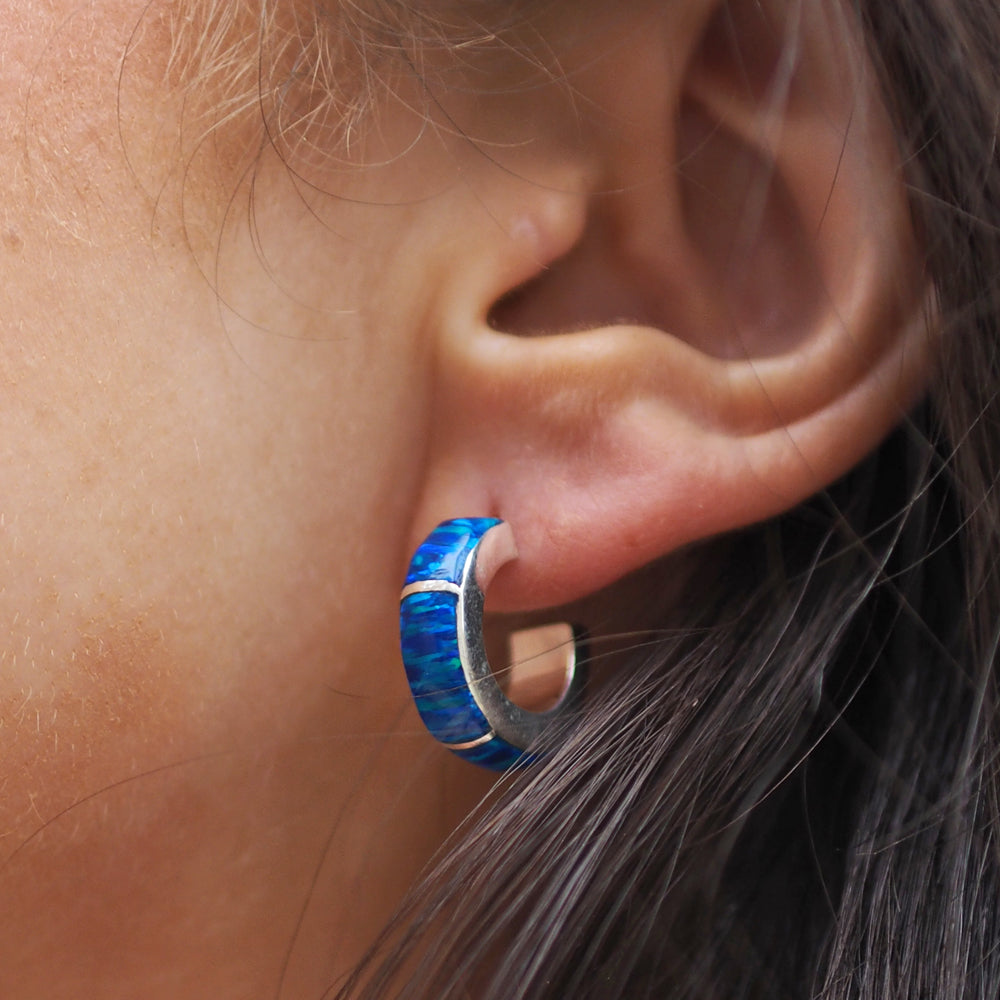 Flinder Lavinia Blue Hoop Earrings