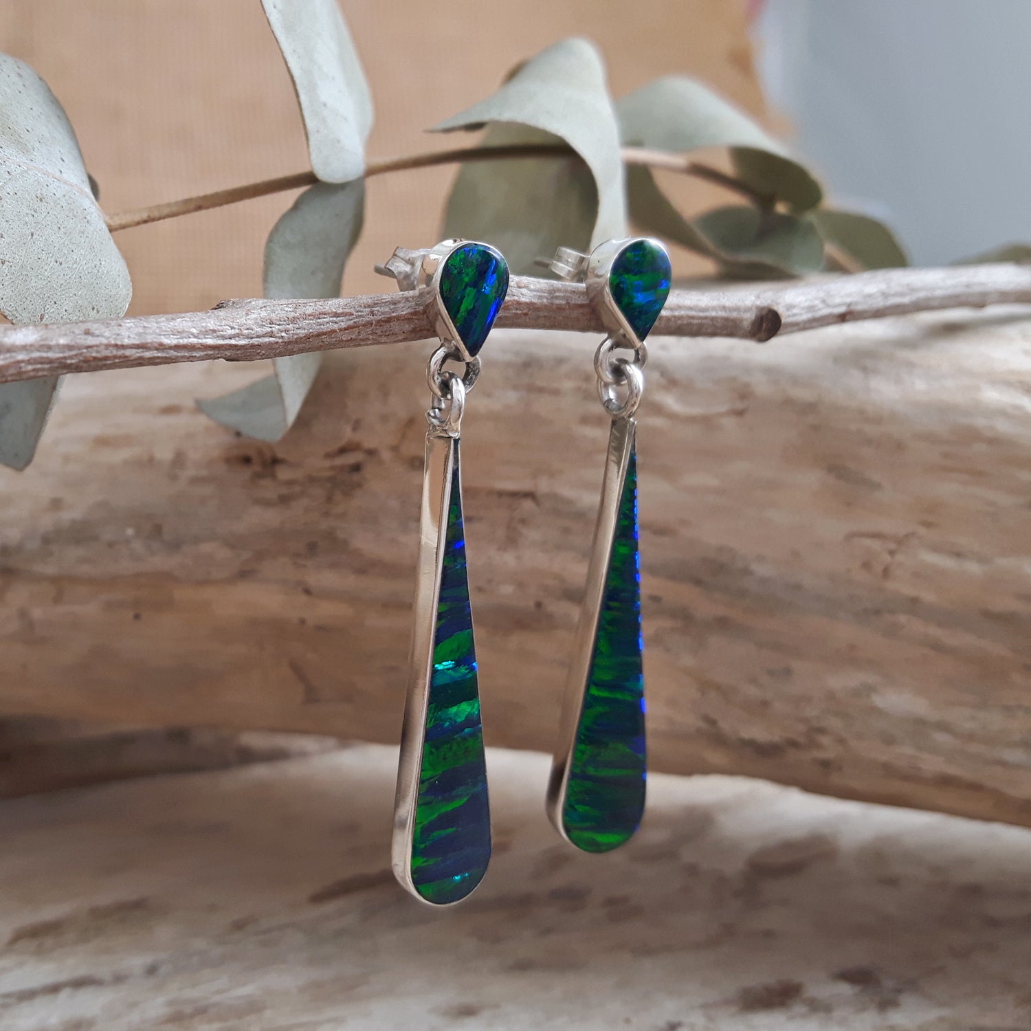 Flinder Emerald Pure Stud Drop Earrings