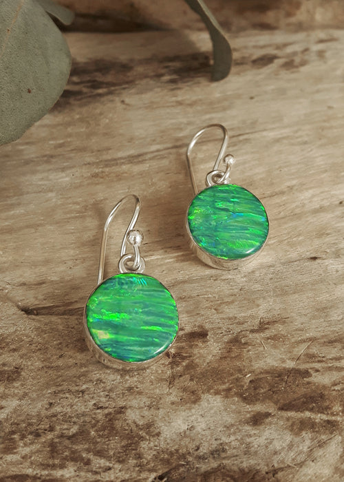 Flinder Green Dot Drop Earrings