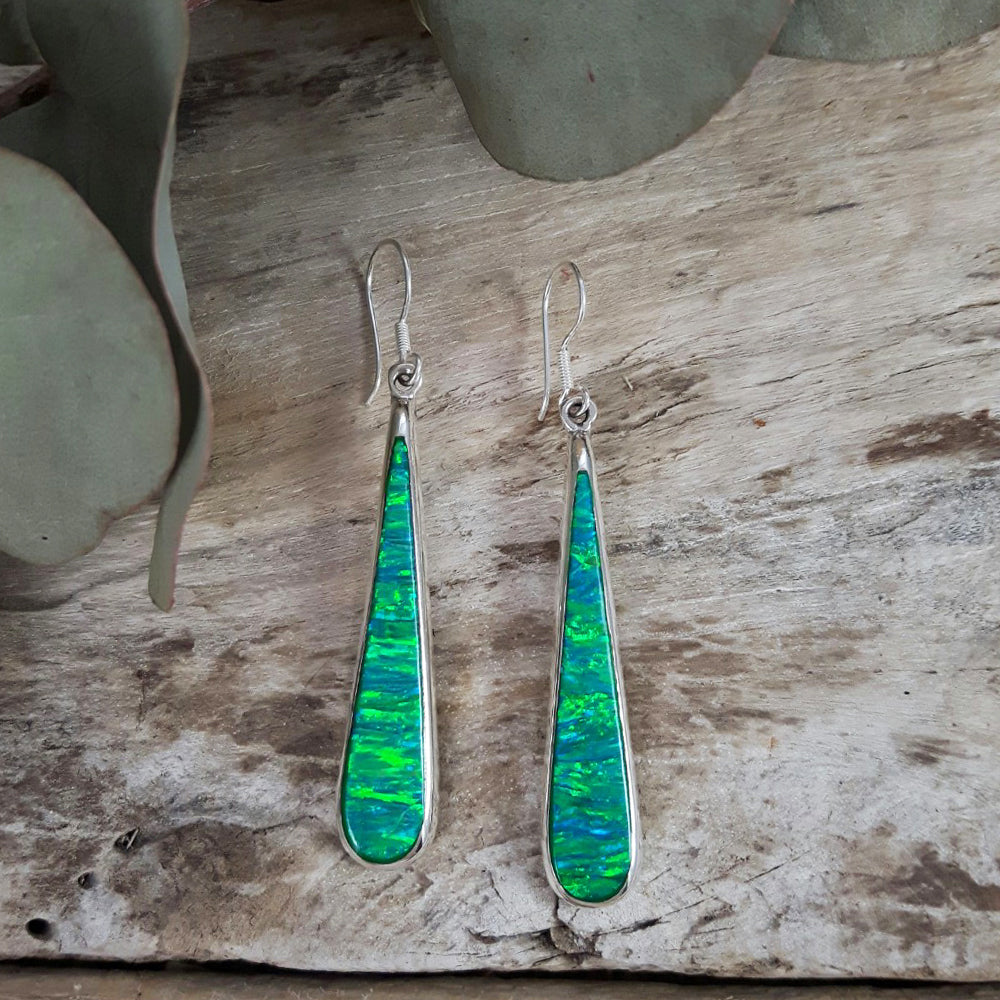 Flinder Green Long Drop Earrings