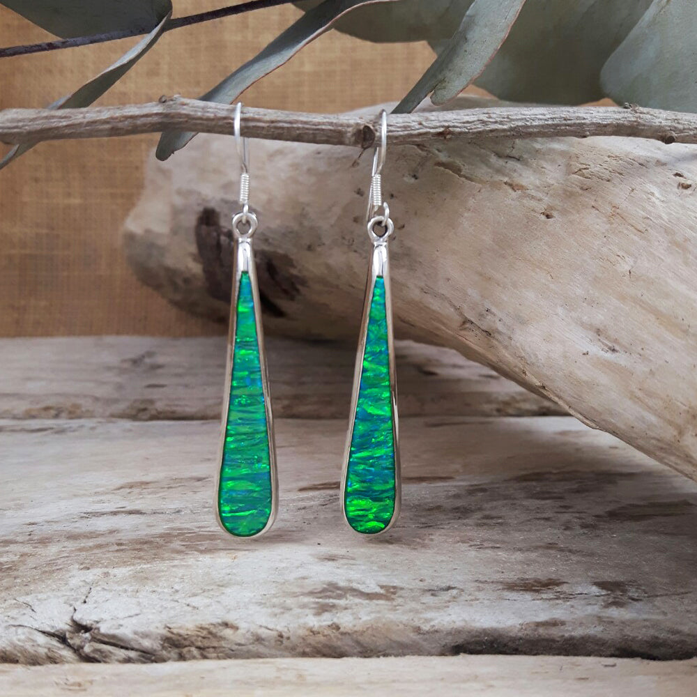 Flinder Green Long Drop Earrings