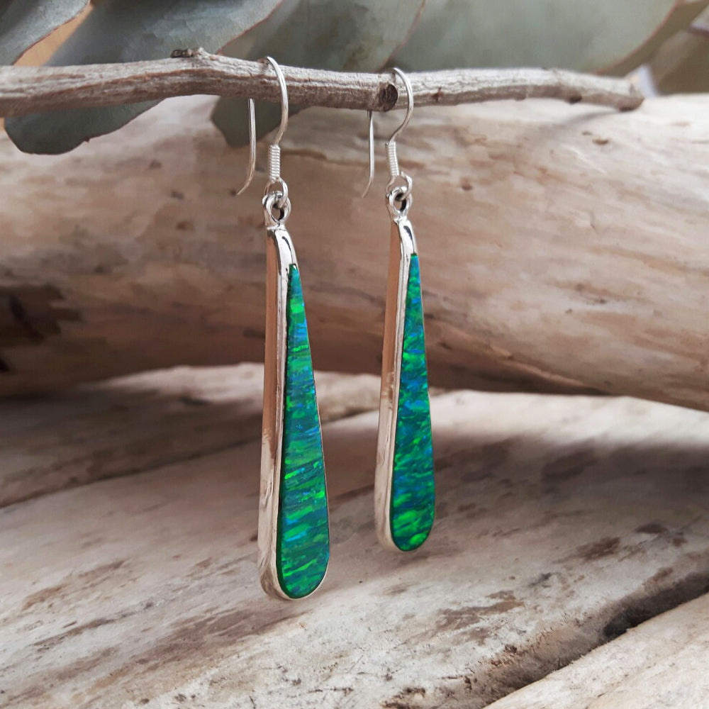 Flinder Green Long Drop Earrings