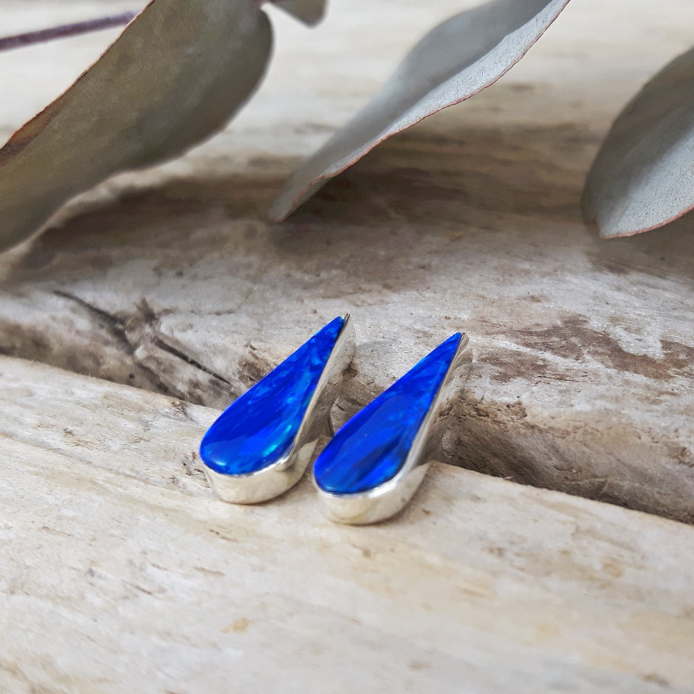 Flinder Blue Petal Stud Earrings