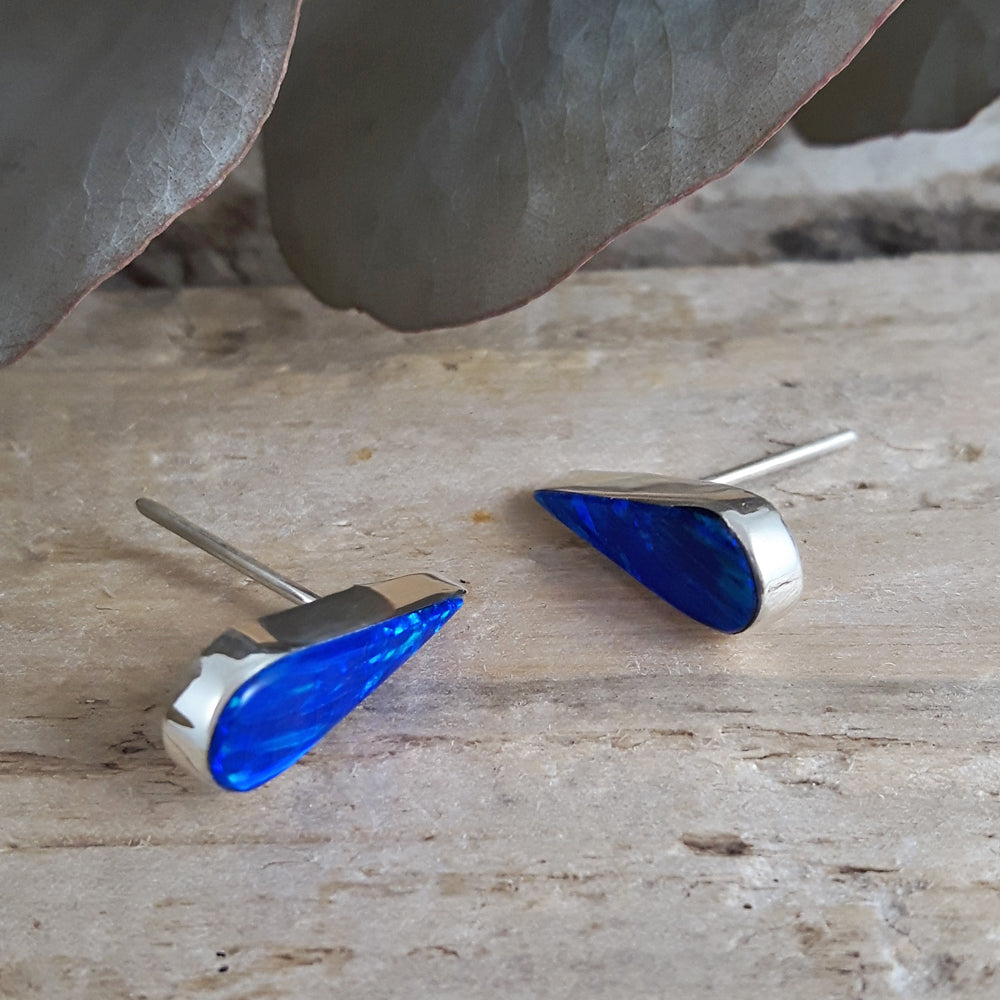 Flinder Blue Petal Stud Earrings