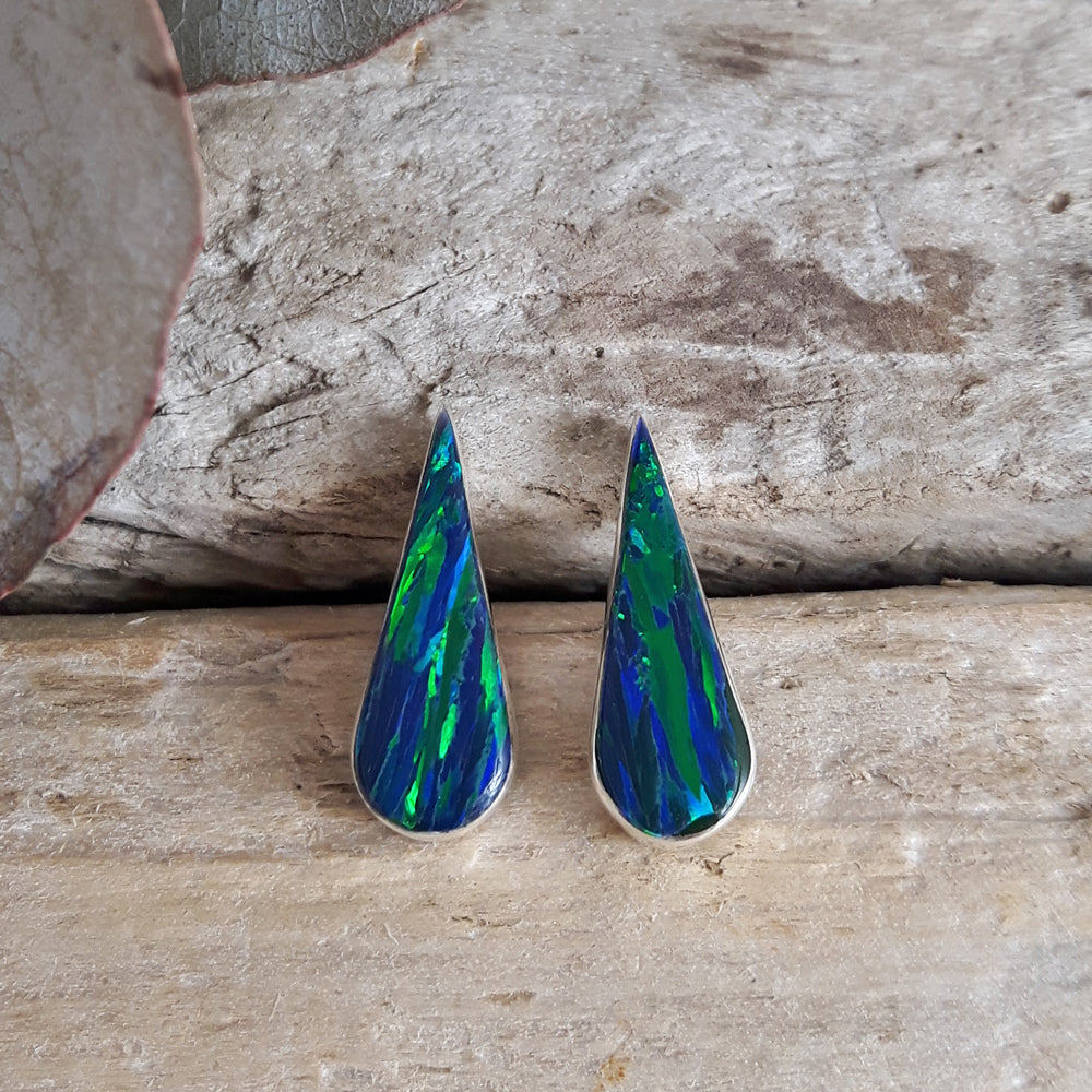 Flinder Emerald Petal Stud Earrings