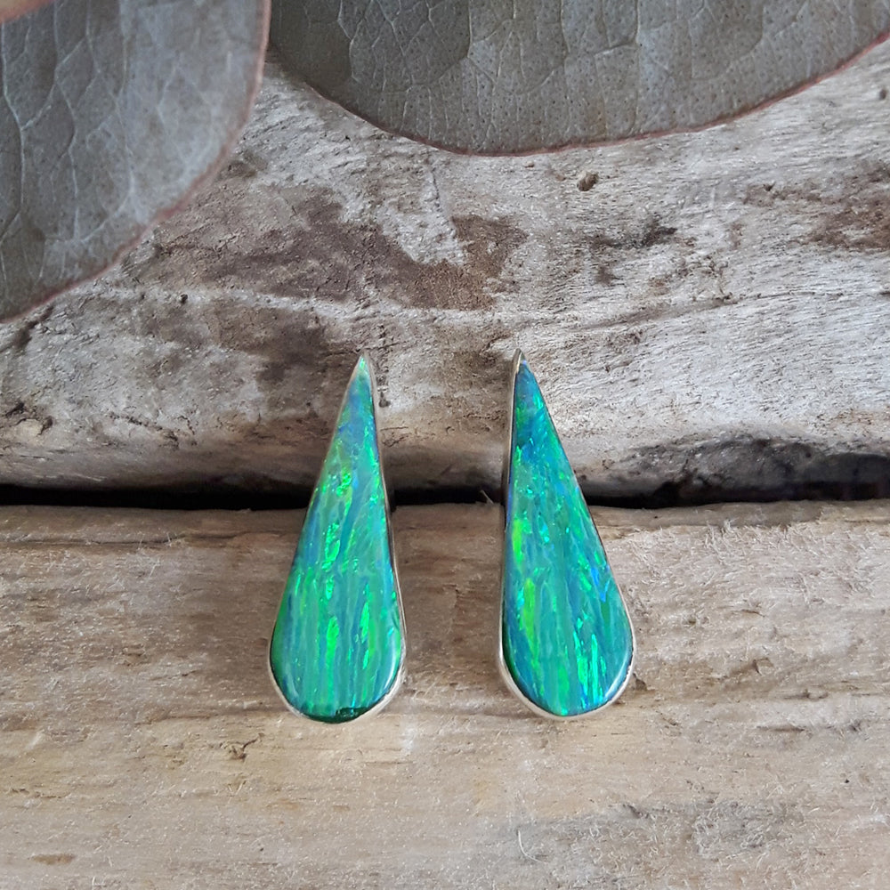 Flinder Green Petal Stud Earrings