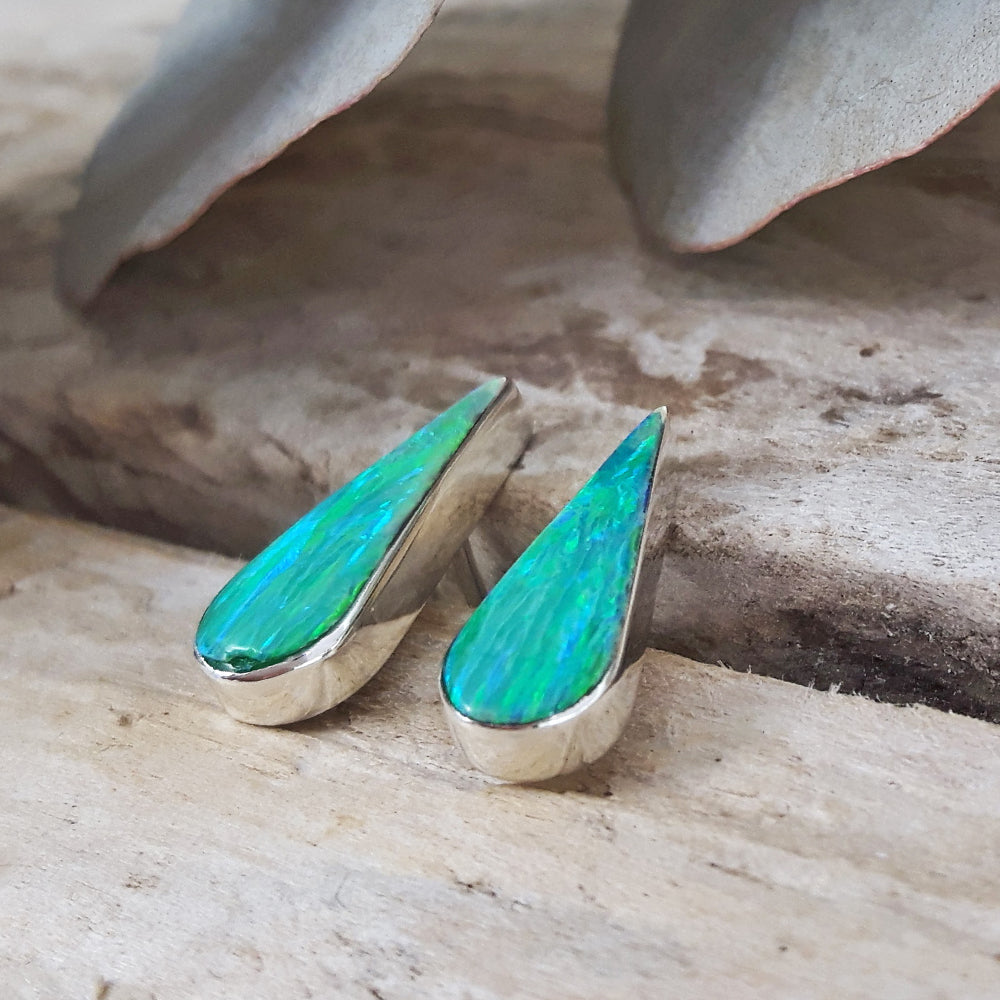 Flinder Green Petal Stud Earrings