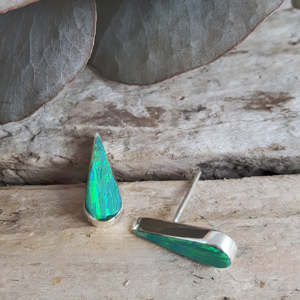 Flinder Green Petal Stud Earrings