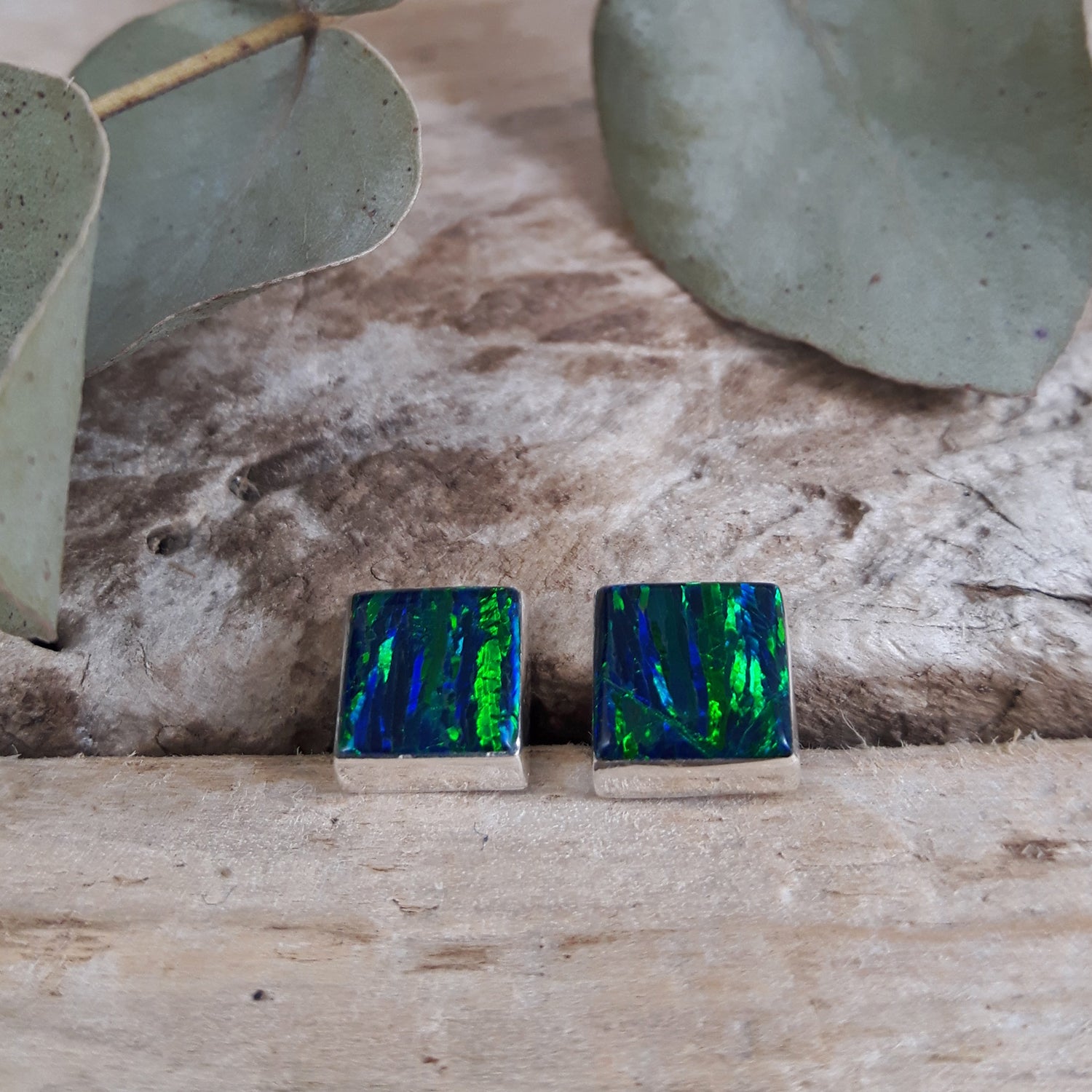 Flinder Emerald Square Stud Earrings