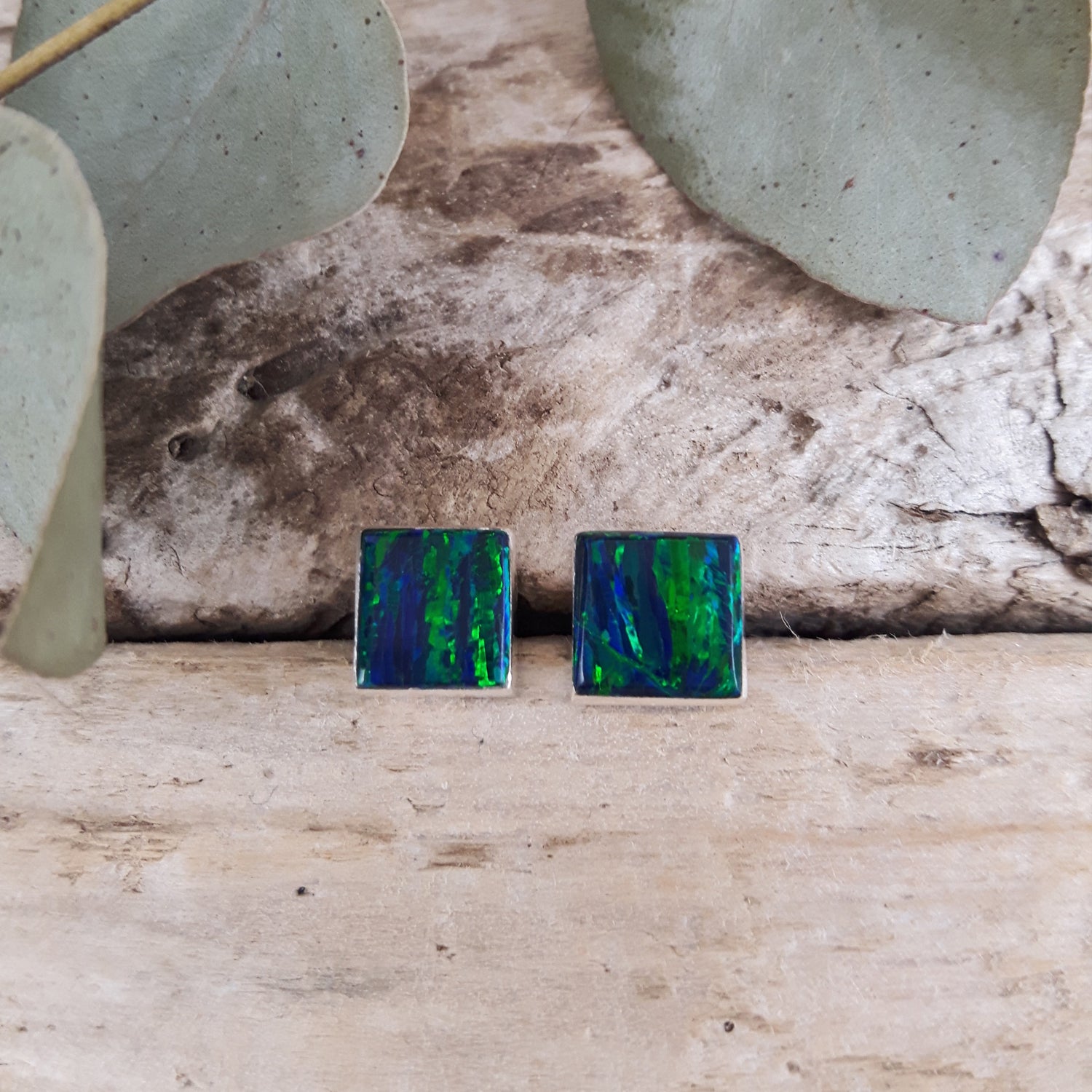 Flinder Emerald Square Stud Earrings