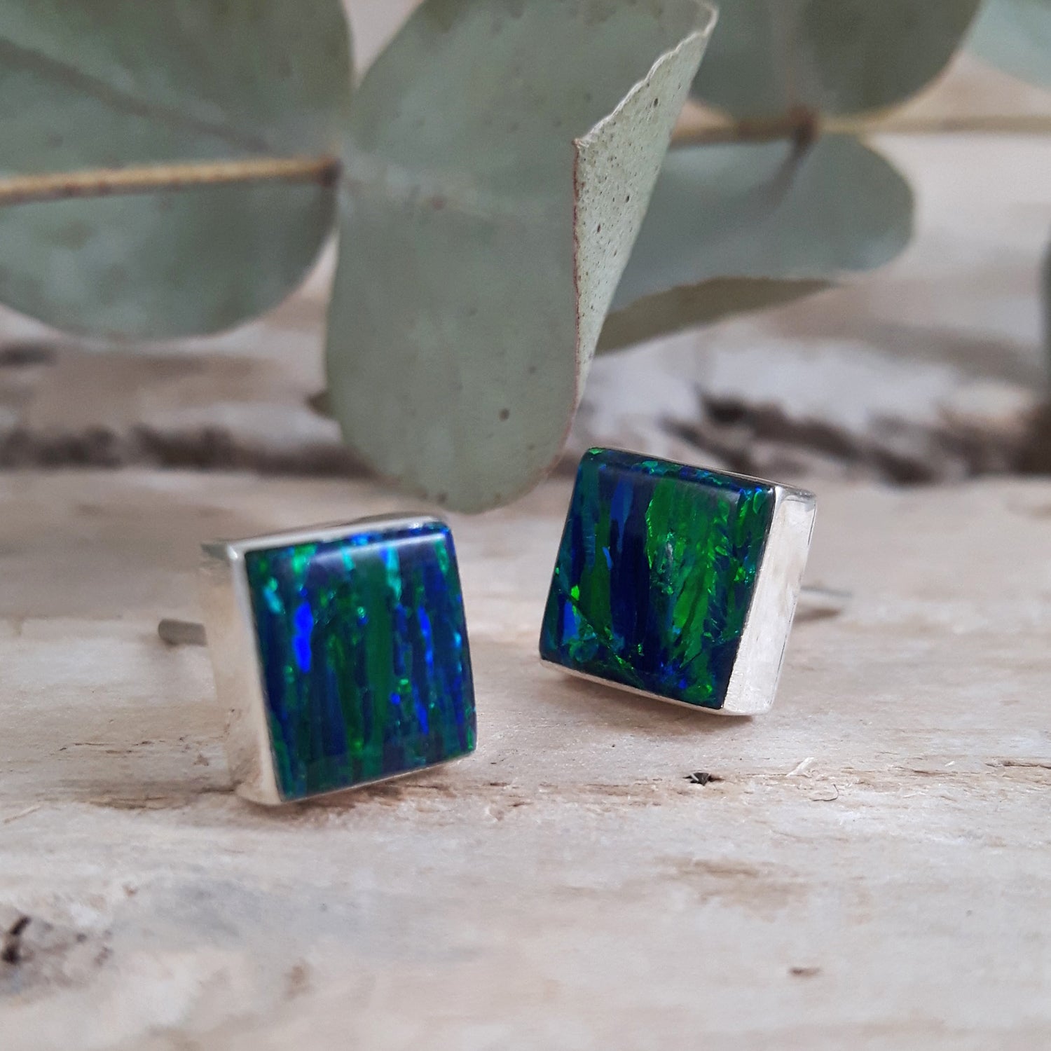 Flinder Emerald Square Stud Earrings