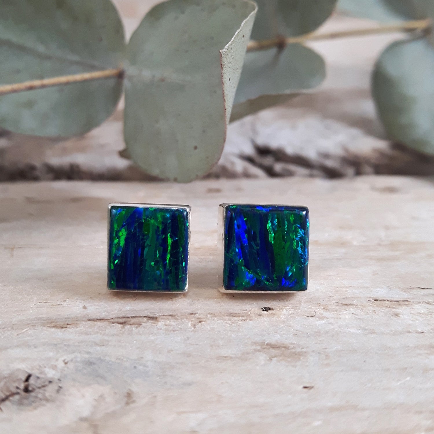 Flinder Emerald Square Stud Earrings