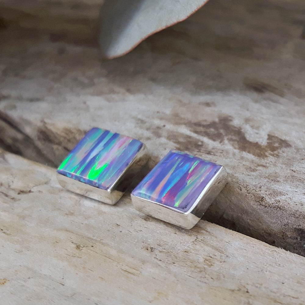 Flinder Lavender Square Stud Earrings