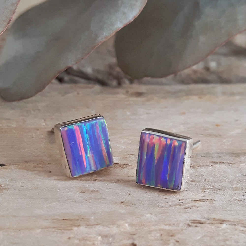 Flinder Lavender Square Stud Earrings