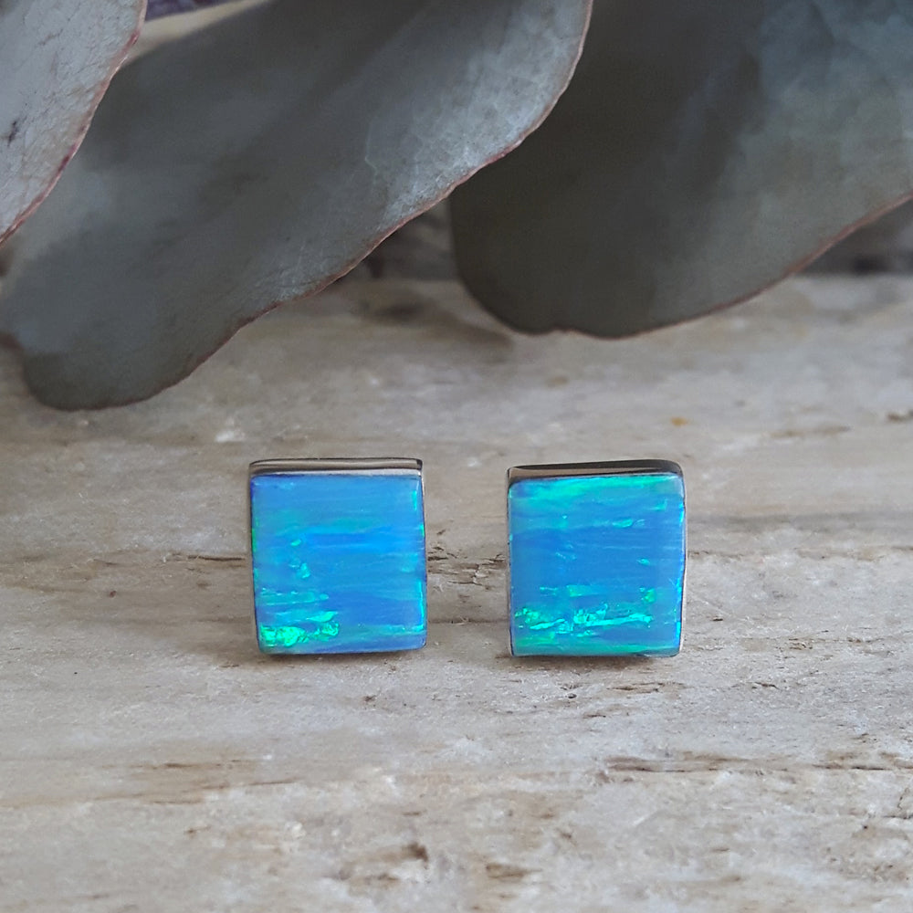 Flinder Turquoise Square Stud Earrings