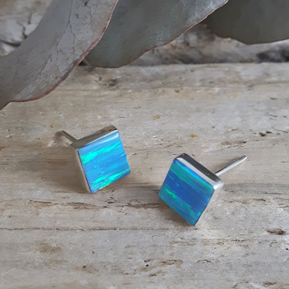 Flinder Turquoise Square Stud Earrings