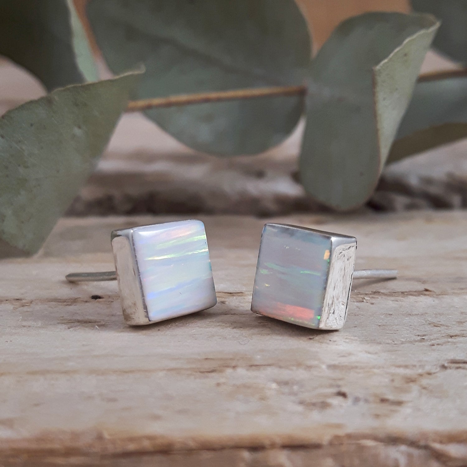 Flinder White Square Stud Earrings