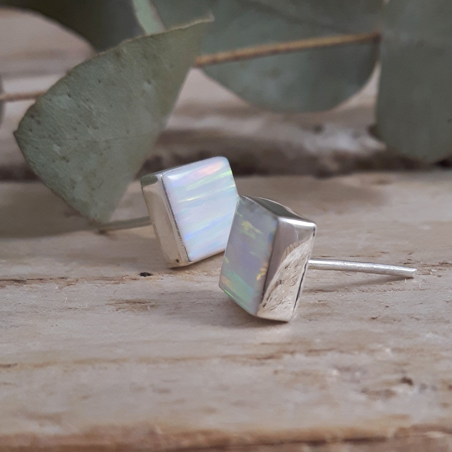 Flinder White Square Stud Earrings