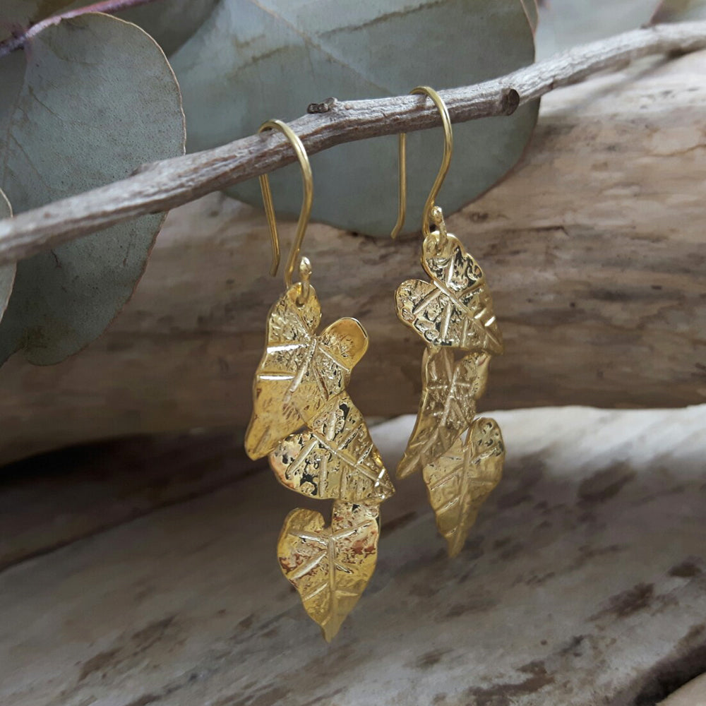 Foresta Gold Mini Taro Leaves Earrings