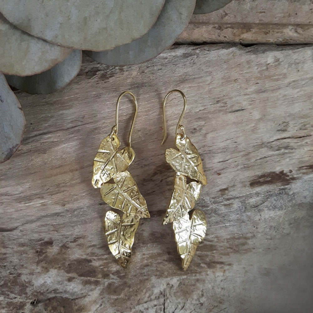 Foresta Gold Mini Taro Leaves Earrings