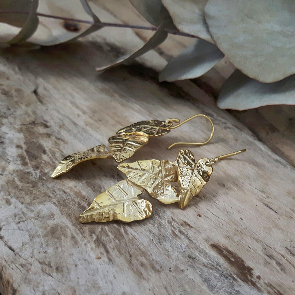 Foresta Gold Mini Taro Leaves Earrings