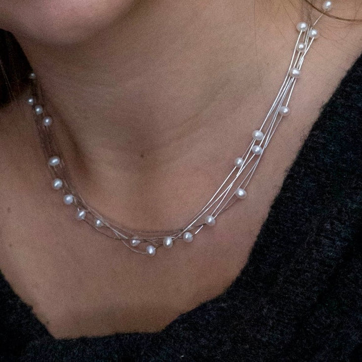 Evelyn 5 White Pearl Necklace