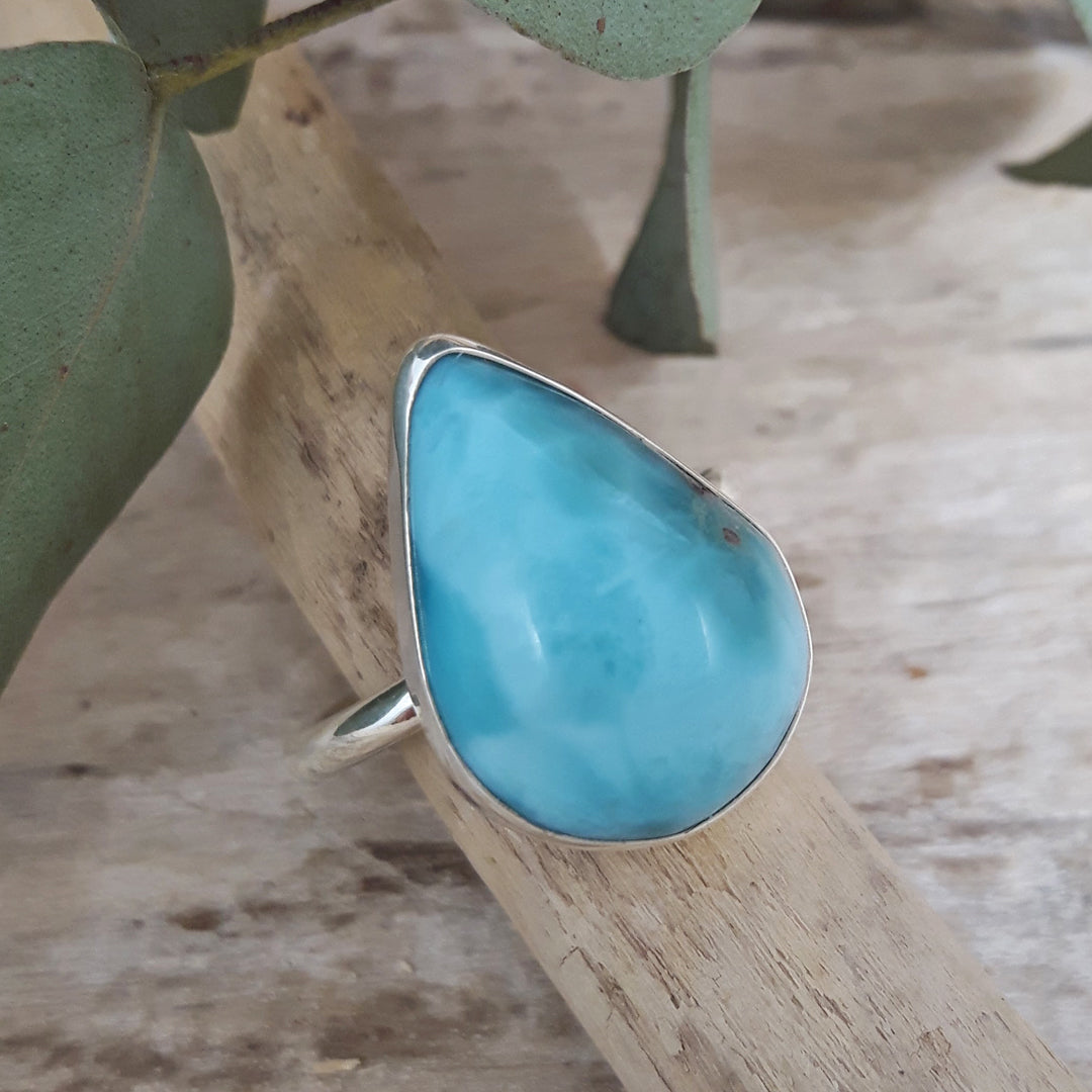 Larimar Small Teardrop Ring Size-Q