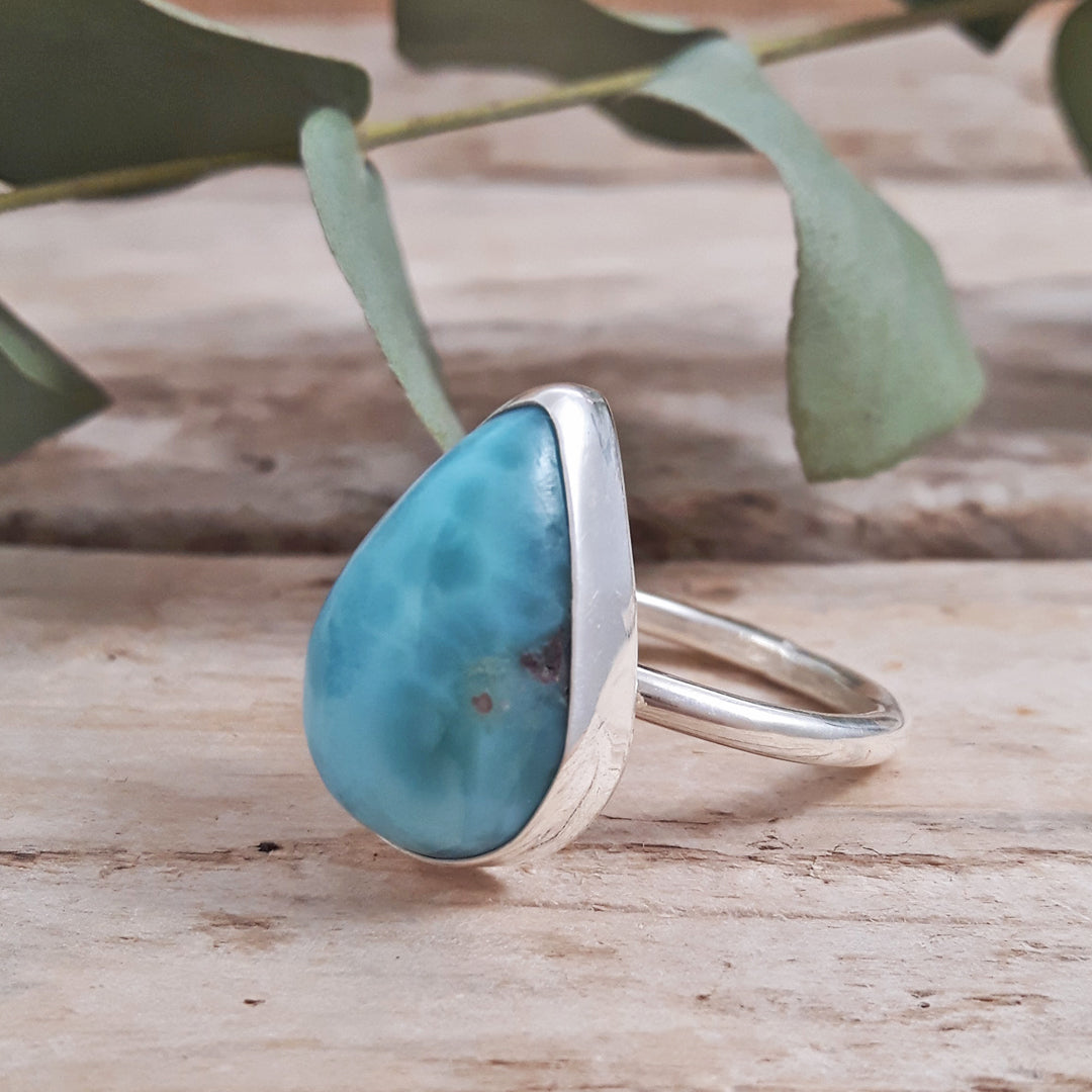 Larimar Small Teardrop Ring Size-Q