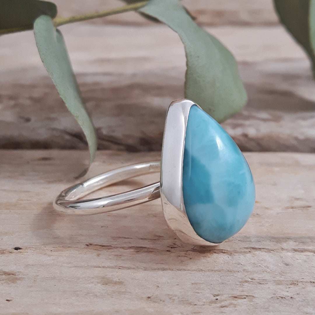 Larimar Small Teardrop Ring Size-Q