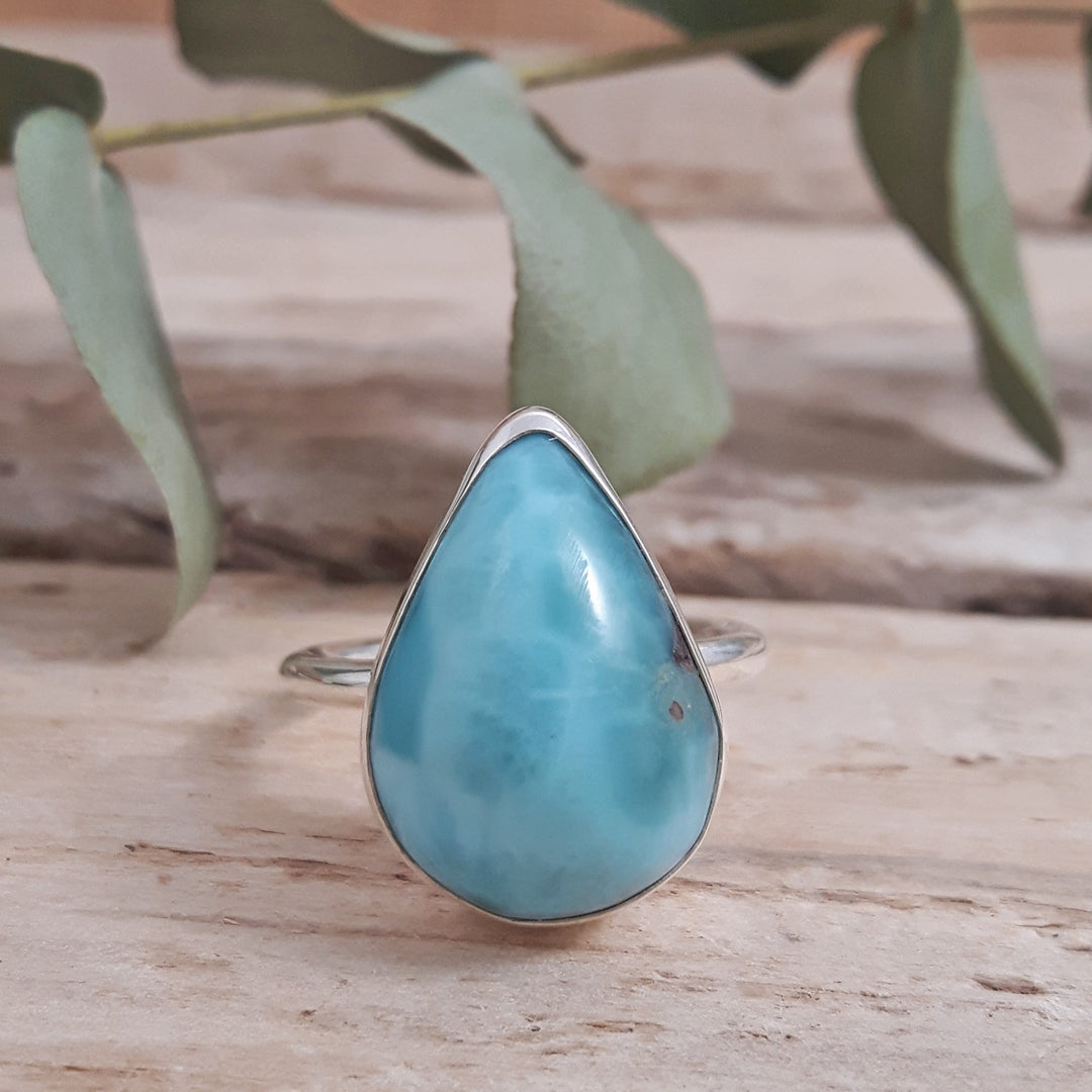 Larimar Small Teardrop Ring Size-Q