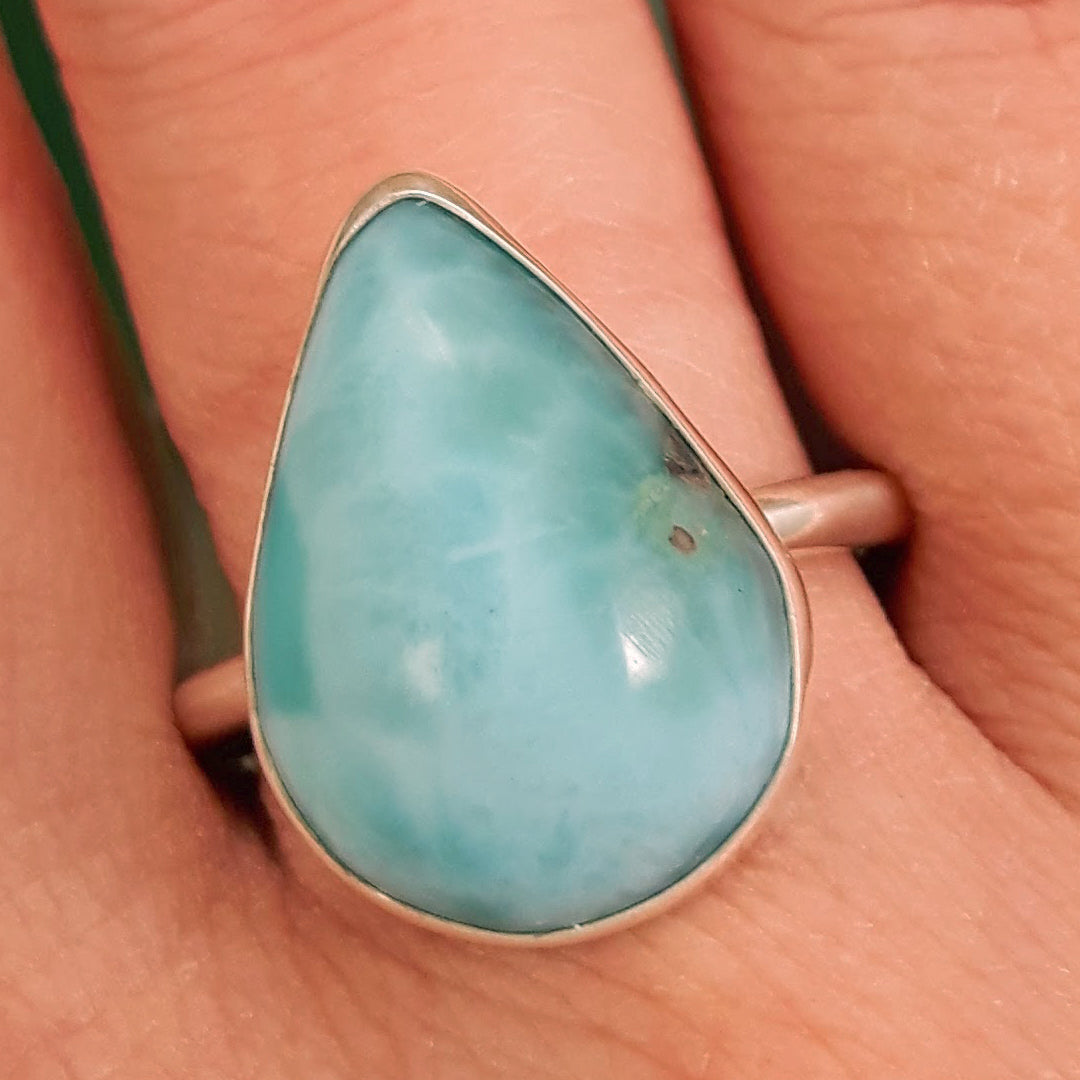 Larimar Small Teardrop Ring Size-Q