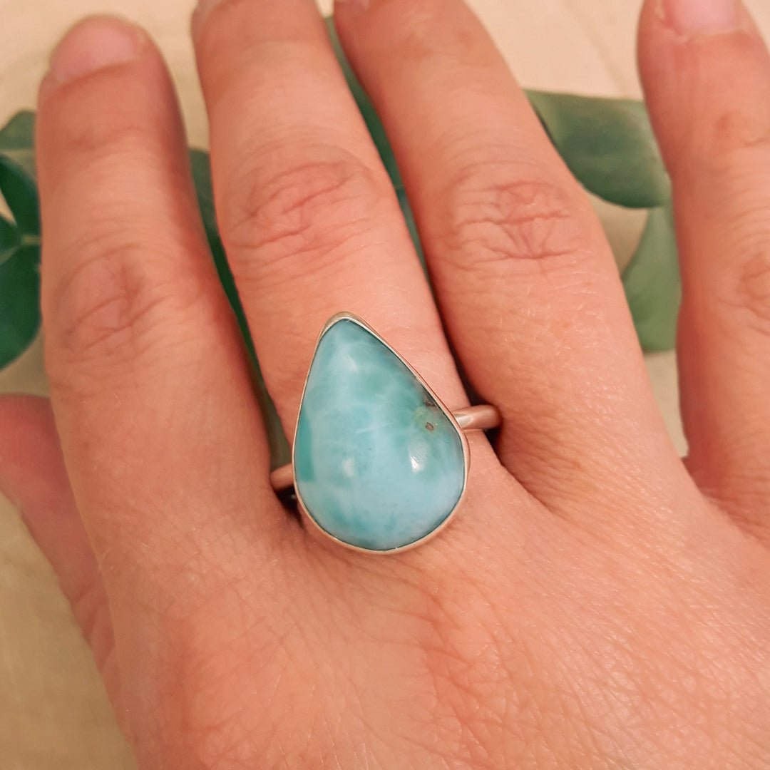 Larimar Small Teardrop Ring Size-Q