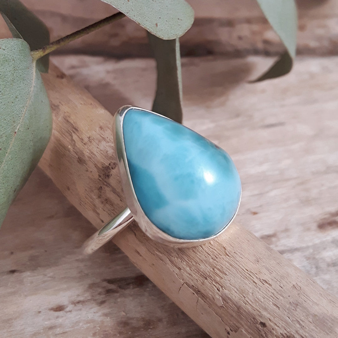 Larimar Small Teardrop Ring Size-Q